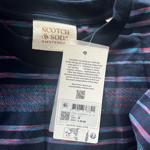 Scotch & Soda Structured Stripe Tee, Size M New w/Tag - Picture 7 of 10